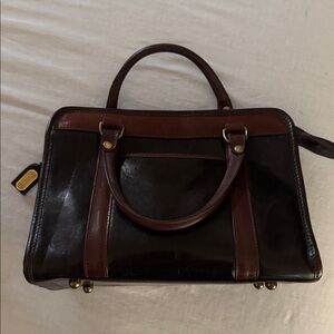 Vintage Brahmin Black/Brown Leather Satchel Handbag